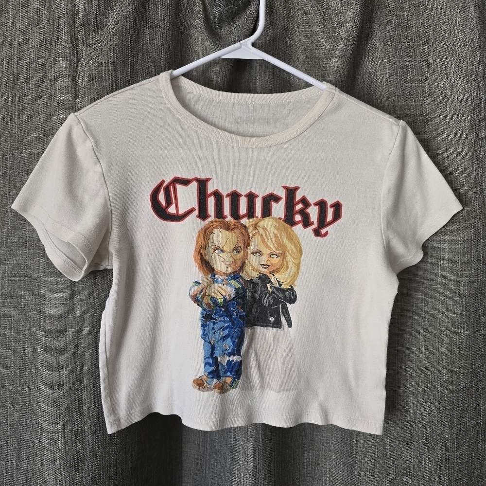 Chucky Tiffany Bride Of Chucky Graphic Cropped T-Shirt  Junior Large Baby Tee